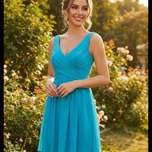 David's Bridal Vibrant Blue Gown